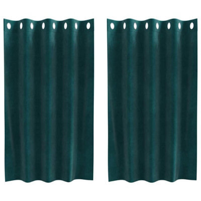 Berkfield Modern Blackout Curtains With Eyelets 2 Pcs Dark Green Velvet - image 1