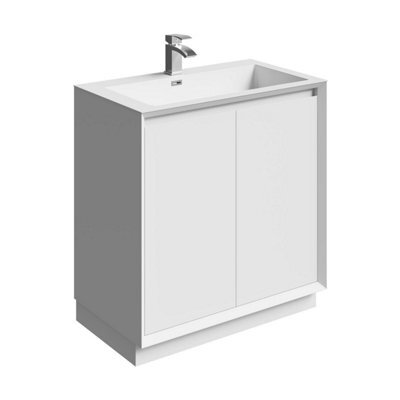 Plum&clay Luna Gloss White Floor Standing Vanity Unit & Resin Basin Set Bathroom Furniture (W)800mm (H)855mm - image 1