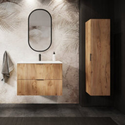 Heze Furniture Flow Bathroom Vanity Cabinet With A Basin 80Cm - Gold Craft Oak
