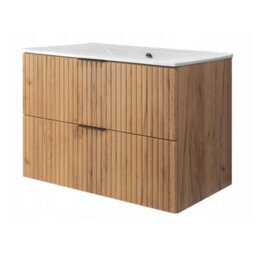 Heze Furniture Flow Bathroom Vanity Cabinet With A Basin 80Cm - Gold Craft Oak - thumbnail 2