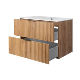 Heze Furniture Flow Bathroom Vanity Cabinet With A Basin 80Cm - Gold Craft Oak - thumbnail 3