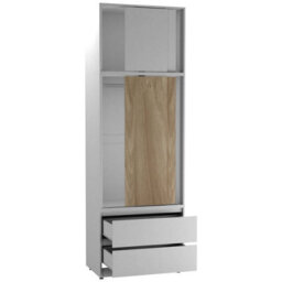 Urbn-Living Urbnliving 240Cm Oak Finish Sliding Door Wardrobe Bedroom Closet White Carcass Oak Doors - thumbnail 7