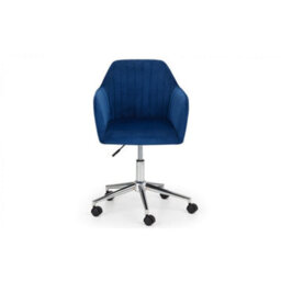 Ashfield Blue And Chrome Velvet Swivel Office Chair - thumbnail 3