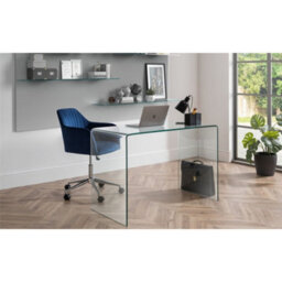 Ashfield Blue And Chrome Velvet Swivel Office Chair