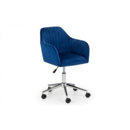 Ashfield Blue And Chrome Velvet Swivel Office Chair - thumbnail 2