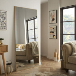 The Online Mirror Shop Leaner Mirror Islington Rectangular Shape With Gold Aluminium Frame- H 180Cm X W 80Cm For Hanging In Bedroom, Living Room