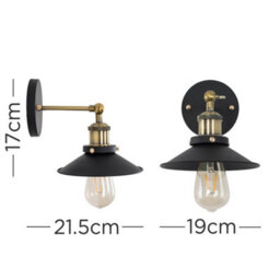 Valuelights Colonial Pair Of Industrial Style Black And Antique Brass Wall Lights - thumbnail 7