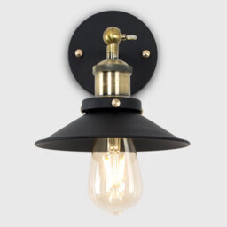 Valuelights Colonial Pair Of Industrial Style Black And Antique Brass Wall Lights - thumbnail 3