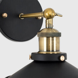 Valuelights Colonial Pair Of Industrial Style Black And Antique Brass Wall Lights - thumbnail 6