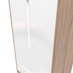 Turin 2 Door 2 Drawer Wardrobe In White Gloss & Bardolino Oak (Ready Assembled) - thumbnail 4