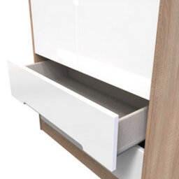 Turin 2 Door 2 Drawer Wardrobe In White Gloss & Bardolino Oak (Ready Assembled) - thumbnail 6