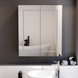 Nes Home 600mm Led 2 Doors White Bathroom Mirror Cabinet Battery Powered - thumbnail 4