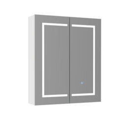 Nes Home 600mm Led 2 Doors White Bathroom Mirror Cabinet Battery Powered - thumbnail 7