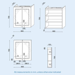 Nes Home 600mm Led 2 Doors White Bathroom Mirror Cabinet Battery Powered - thumbnail 9