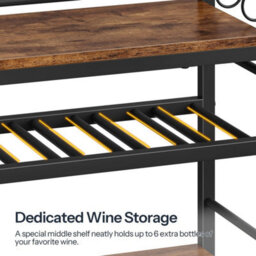 Wooden Metal Wall Wine Rack With 2-Row Glass Holder - thumbnail 3