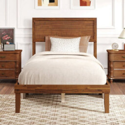 Single Size Bed Frame Acacia Wood Platform Bed W/headboard - thumbnail 6