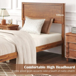 Single Size Bed Frame Acacia Wood Platform Bed W/headboard - thumbnail 4