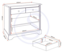 Seconique Stratford 2 Door 2 Drawer Sideboard White Shabby Chic - thumbnail 9