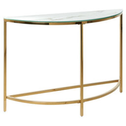 Beliani Console Table Orita Tempered Glass White Marble - thumbnail 1