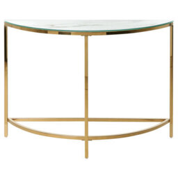 Beliani Console Table Orita Tempered Glass White Marble - thumbnail 4