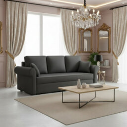 Olimpia Living Room Sofa Bed With Sleeping Function Bonell Springs Foam Hydrophobic Fabric 234X92X90 Cm Grey - thumbnail 1