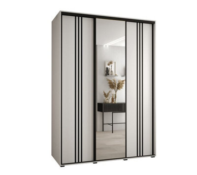 Arte Elegant All-White Sliding Wardrobe H2050mm W1700mm D600mm With Custom Black Steel Handles - image 1