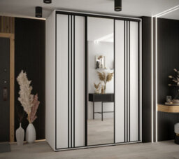 Arte Elegant All-White Sliding Wardrobe H2050mm W1700mm D600mm With Custom Black Steel Handles - thumbnail 2