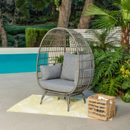 Home Detail Antalya Egg Chair With Grey Cushions, Dark Grey - thumbnail 2