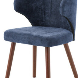 Thehotsale Blue Set Of 2 Chenille Dining Chairs With Ergonomic Backrest And Oak Wood Legs - thumbnail 6