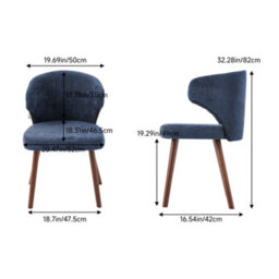 Thehotsale Blue Set Of 2 Chenille Dining Chairs With Ergonomic Backrest And Oak Wood Legs - thumbnail 7