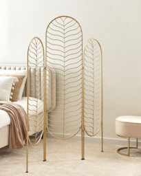Beliani 3 Panel Room Divider Pescia Gold 120 Cm 160 Cm - thumbnail 2