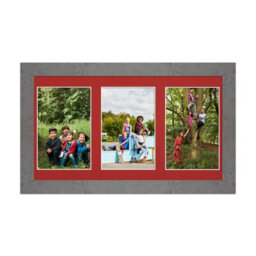AK Frames 40X20Cm Marble Grey Modern Multi Photo Frame With Crimson Mount - Holds 3 Apertures (3X) 6X4 Photos