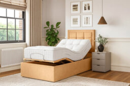 Grand Motion Smart Electric Adjustable Bed Set With Mattress And Headboard, Brown