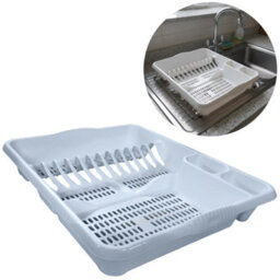 KetoPlastics White 2 Piece Kitchen Set - Large Dish Drainer And Rectangle Washing Up Bowl - thumbnail 7