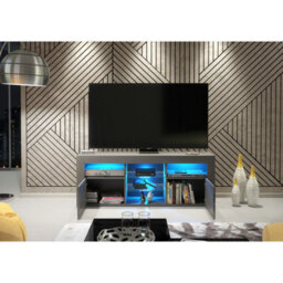 Creative Furniture Pulse Tv Unit 145Cm - Dark Grey With Gloss Doors And Led Lights - thumbnail 3