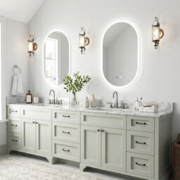 Costway 90 X 55 Cm Lighted Bathroom Mirror Backlit Hd Tempered Glass Frameless Oval Mirror - thumbnail 4
