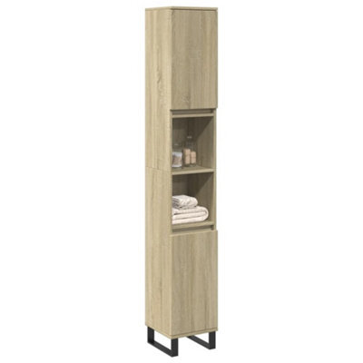 Berkfield Bathroom Cabinet Sonoma Oak 30X30X190Cm Engineered Wood - image 1