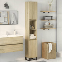 Berkfield Bathroom Cabinet Sonoma Oak 30X30X190Cm Engineered Wood - thumbnail 3