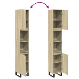 Berkfield Bathroom Cabinet Sonoma Oak 30X30X190Cm Engineered Wood - thumbnail 7