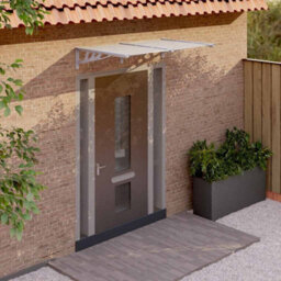 Berkfield Door Canopy Grey And Transparent 152.5X90 Cm Polycarbonate - thumbnail 1