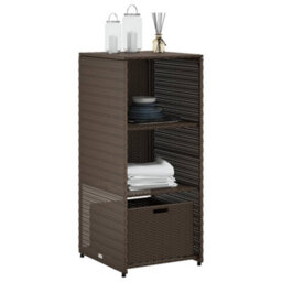 Walplus Garden Storage Cabinet Brown 50X55X115 Cm Poly Rattan - thumbnail 4
