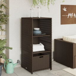 Walplus Garden Storage Cabinet Brown 50X55X115 Cm Poly Rattan - thumbnail 3