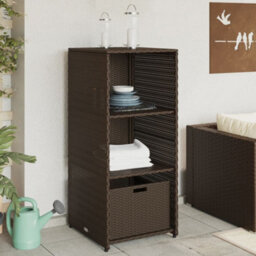 Walplus Garden Storage Cabinet Brown 50X55X115 Cm Poly Rattan