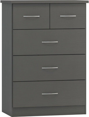 Seconique Nevada 3+2 Drawer Chest 3D Effect Grey - image 1