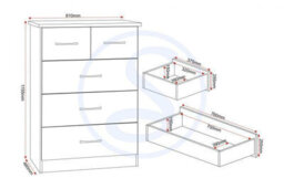 Seconique Nevada 3+2 Drawer Chest 3D Effect Grey - thumbnail 3