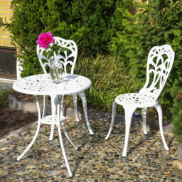 Lazy Susan Tulip White Metal Garden Bistro Set - thumbnail 4