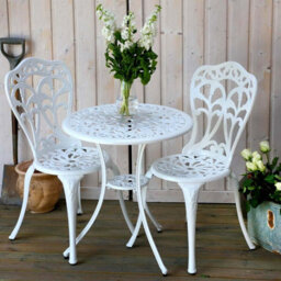 Lazy Susan Tulip White Metal Garden Bistro Set - thumbnail 5