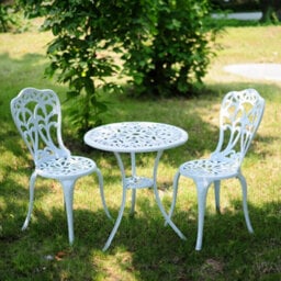 Lazy Susan Tulip White Metal Garden Bistro Set