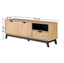 Mercers Furniture Scandian Large Widescreen Tv Video Media Unit Television Stand Solid Wood Pine Wooden Living Room 140Cm 2 Doors 1 Drawer - thumbnail 8