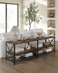 Songmics Vasagle Tv Stand, Tv Table For Tv Up To 70 Inches, With Shelves, Steel Frame, Living Room, Bedroom Furniture, Rustic Brown - thumbnail 2